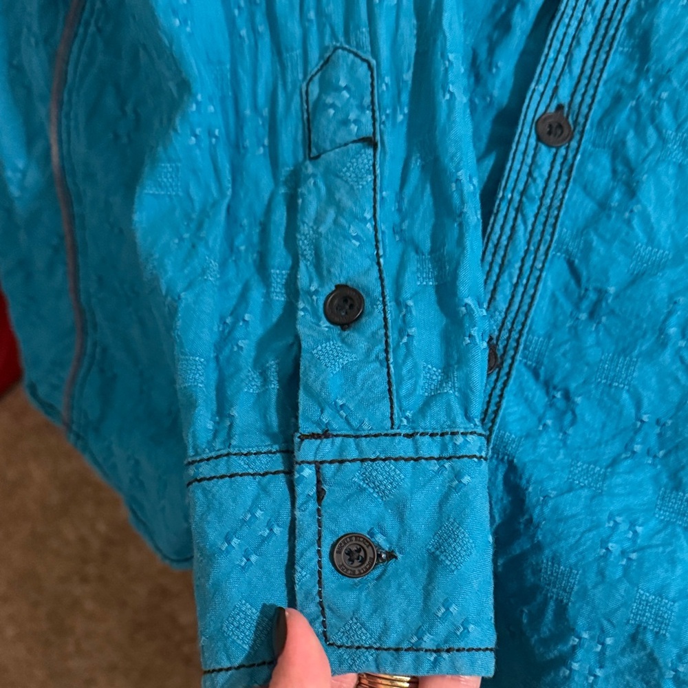 Buckle Black Label Men's Vibrant Teal Shirt - Picture 5 of 7